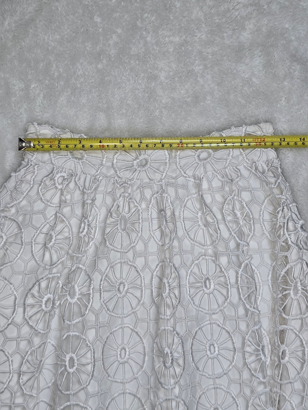 Tibi New York White Guipure Lace Medallion Crochet Cotton A-line Skirt Sz.0 - Picture 12 of 14